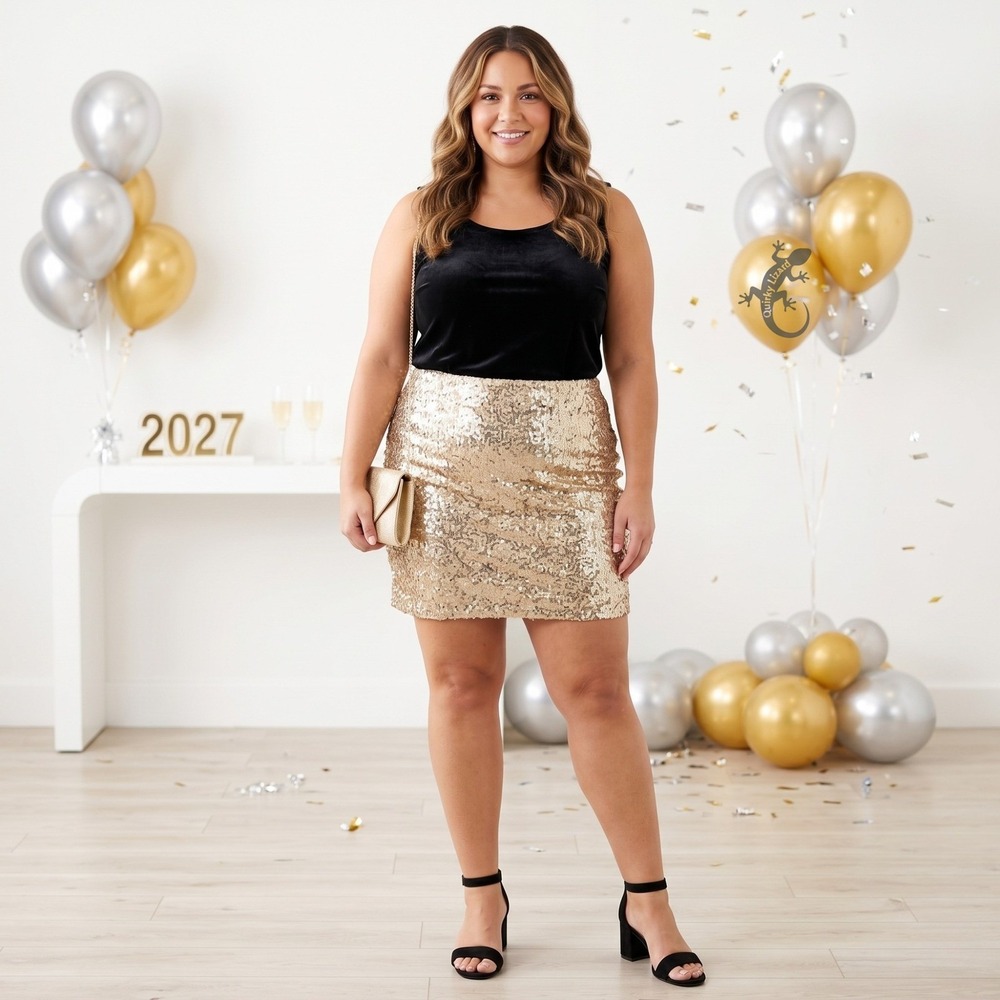 Torrid Mini Skirt Womens 2X‎ Champagne Gold Sequin Lined Party Glam Skirt NWT